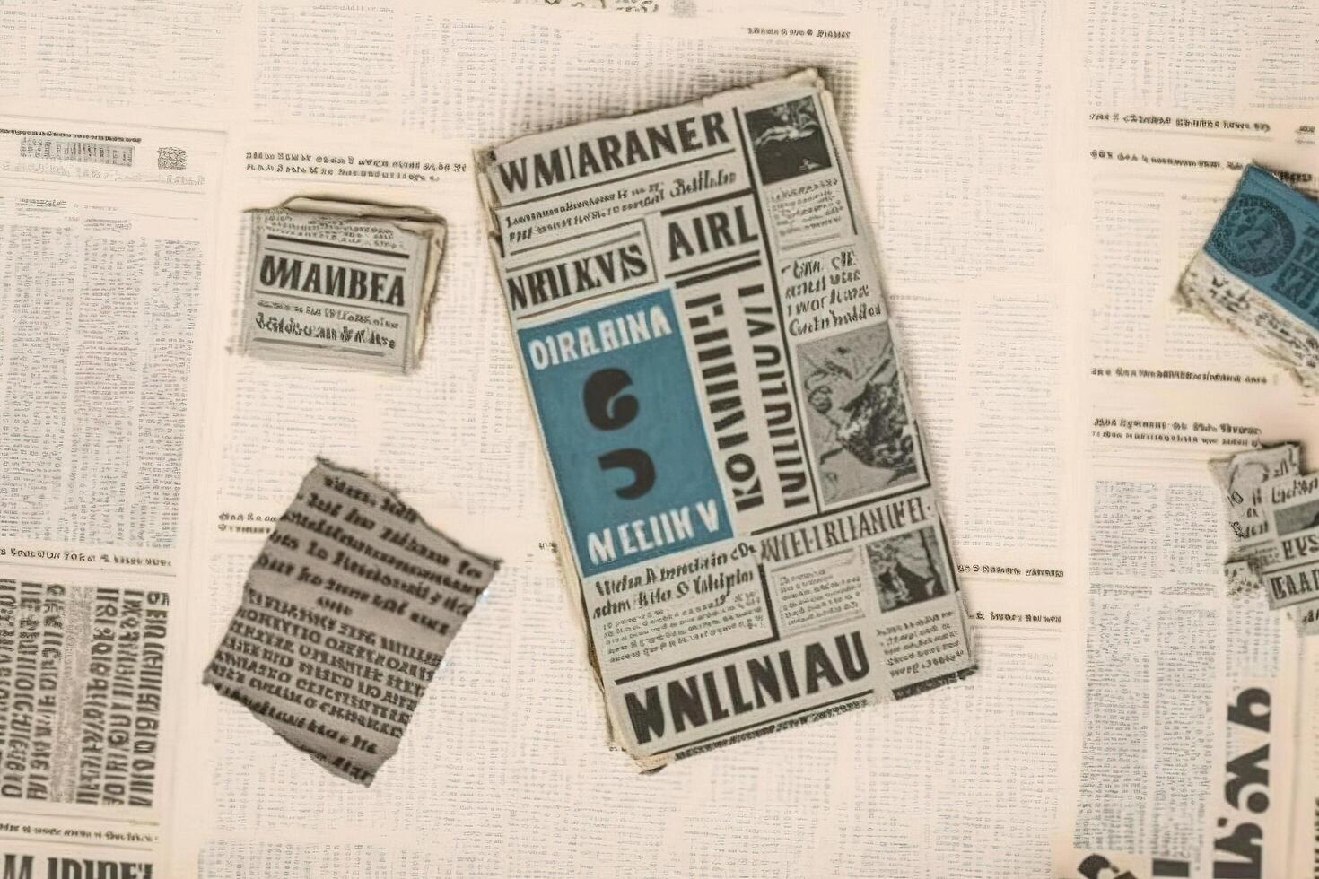 An old vintage newspaper pieces background. photo