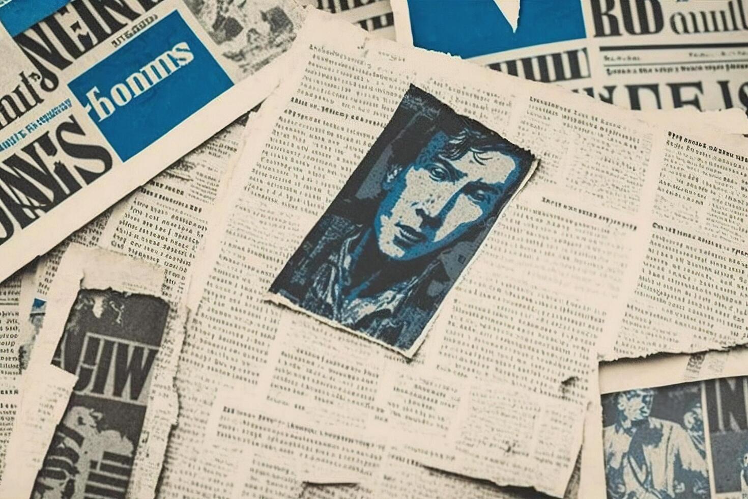 An old vintage newspaper pieces background. photo