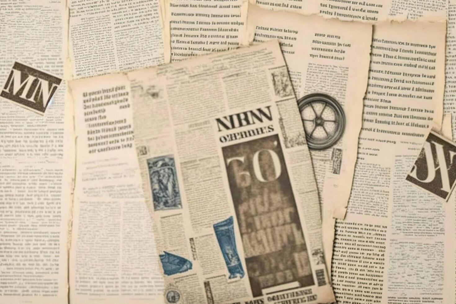 An old vintage newspaper pieces background. photo