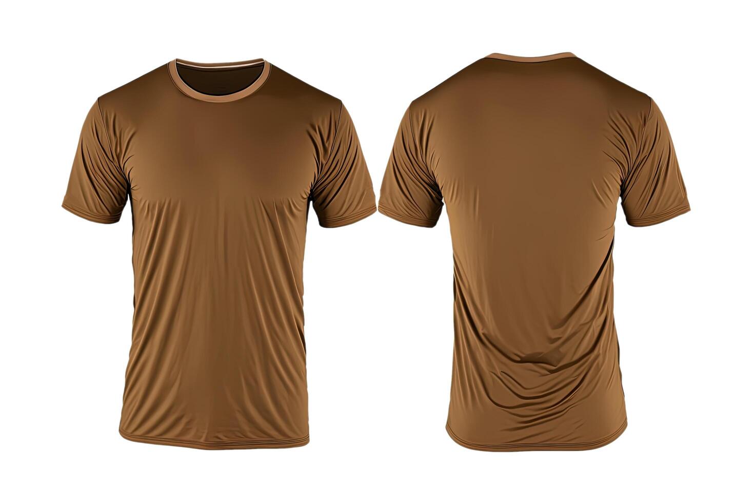 foto realista masculino marrón camisetas con Copiar espacio, frente y espalda vista. ai generado