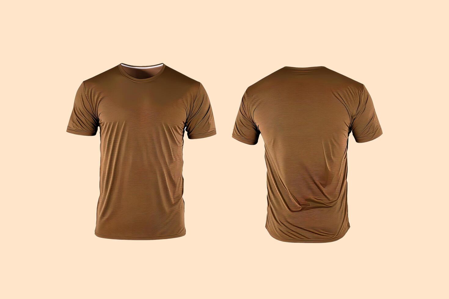 foto realista masculino marrón camisetas con Copiar espacio, frente y espalda vista. ai generado