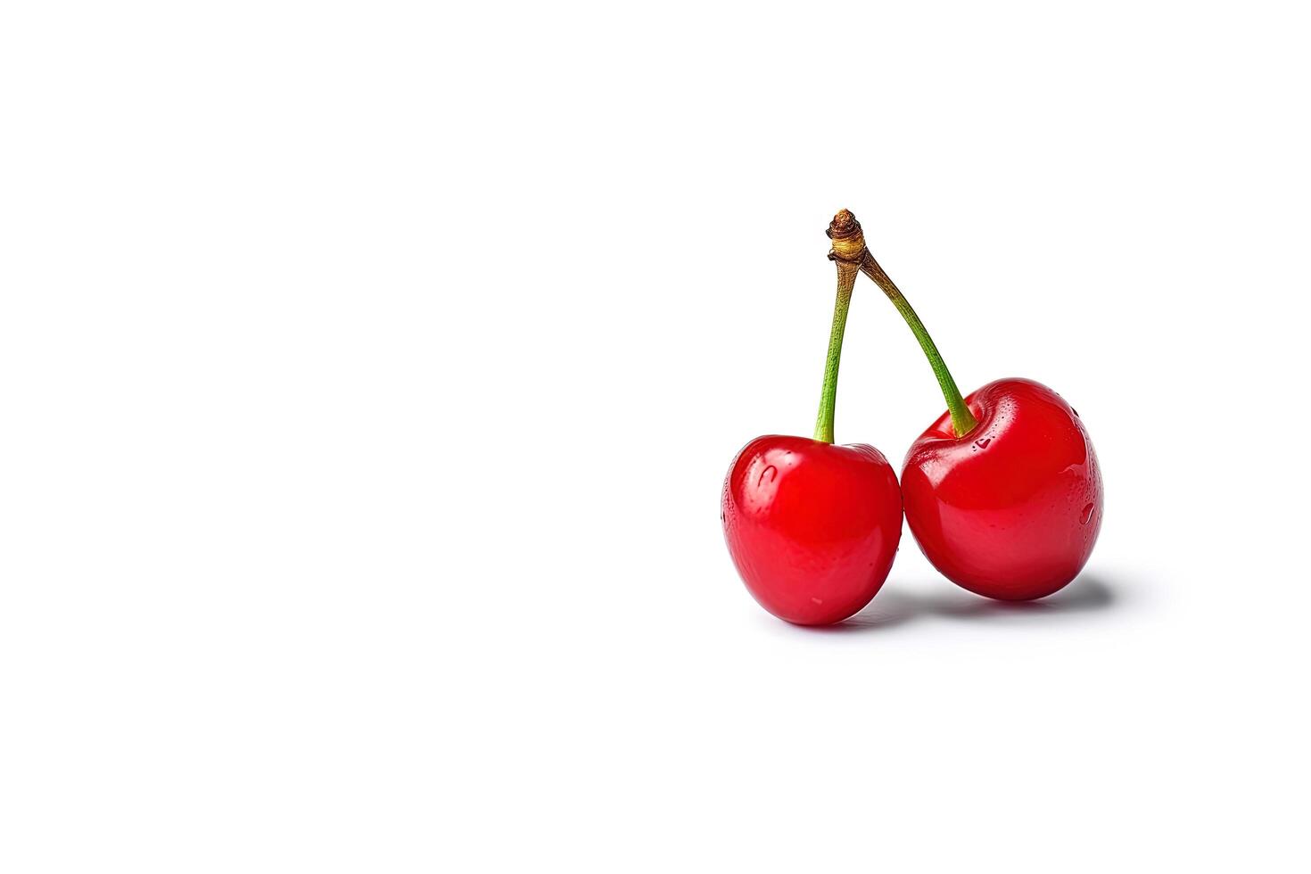 Delicious ripe sweet cherries on white background with copy space. photo