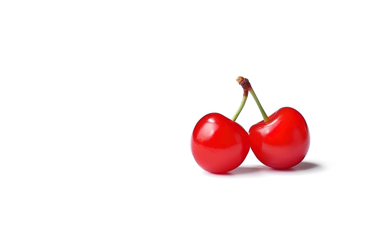 Delicious ripe sweet cherries on white background with copy space. photo