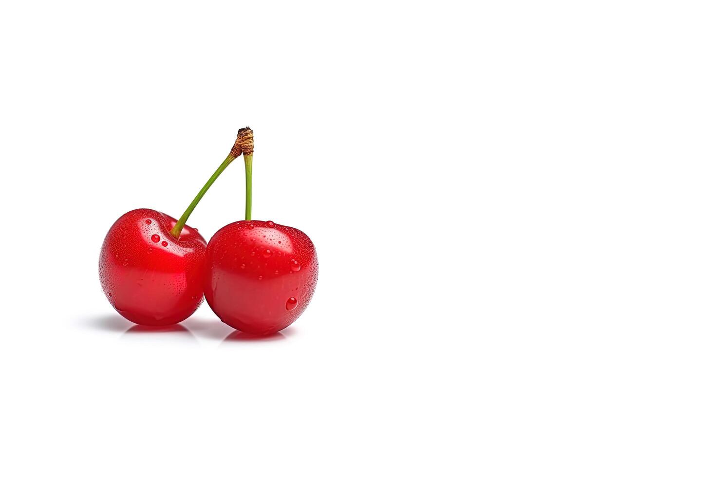 Delicious ripe sweet cherries on white background with copy space. photo