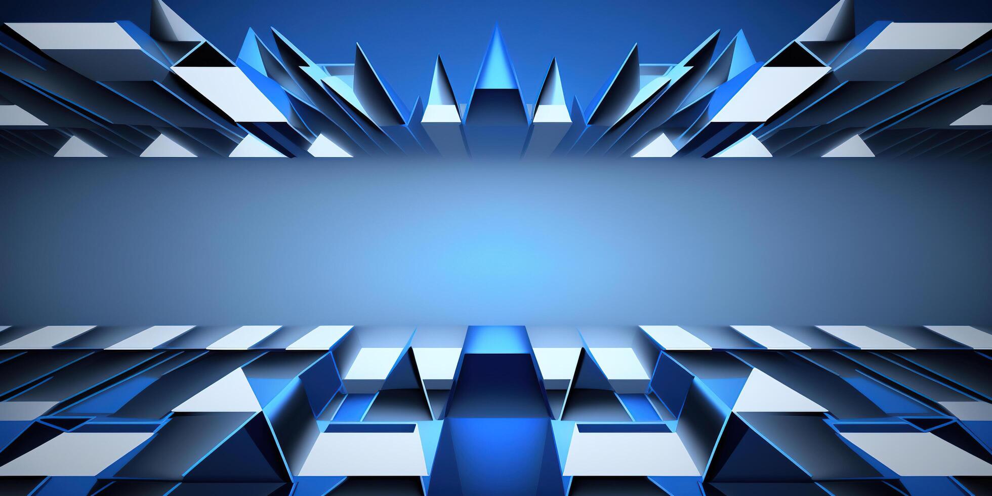 symmetrical blue tech abstract background with lines and shapes. photo