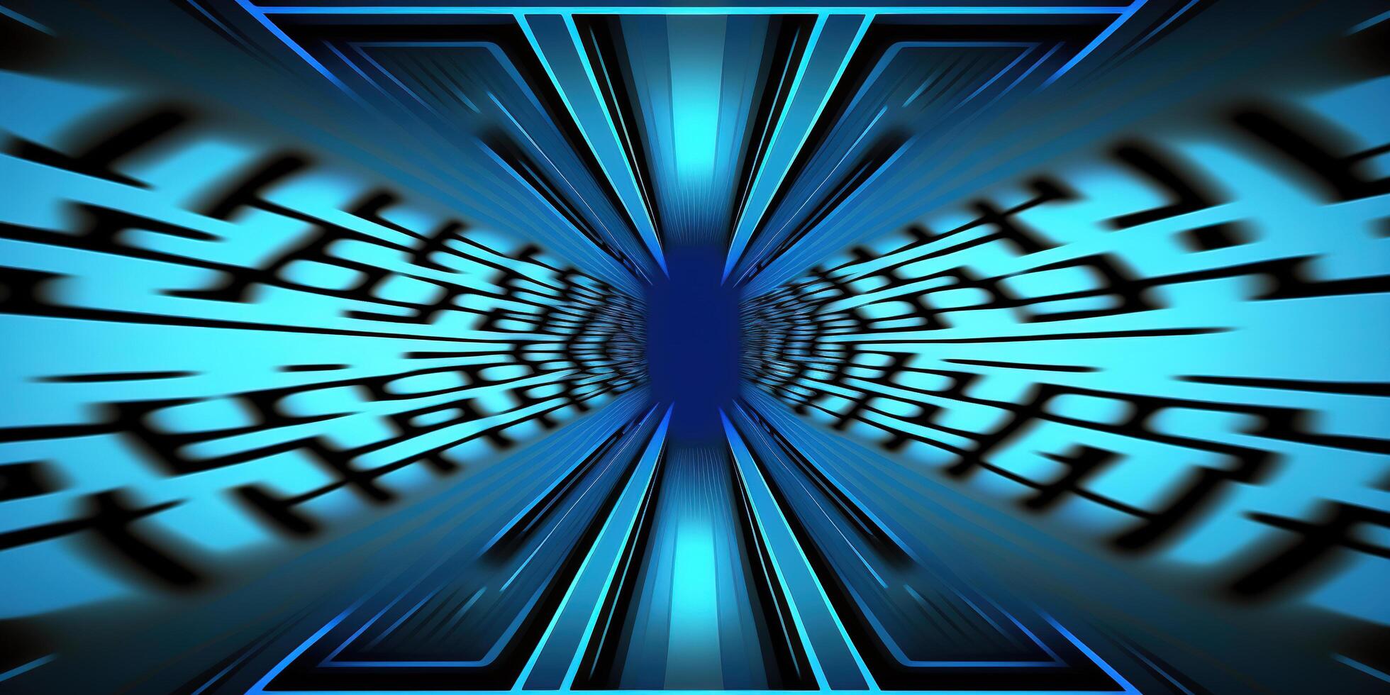 symmetrical blue tech abstract background with lines and shapes. photo