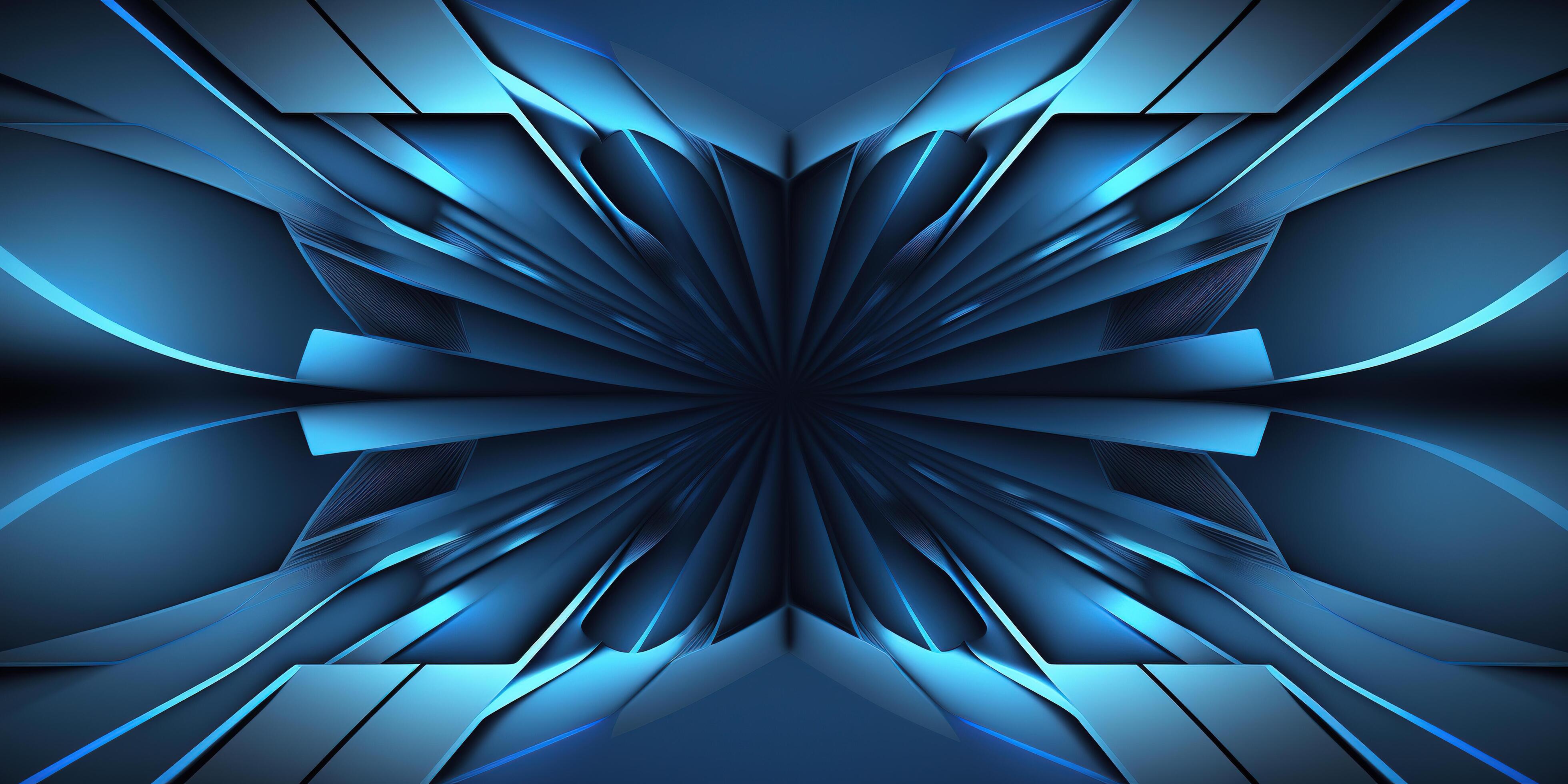 symmetrical blue tech abstract background with lines and shapes