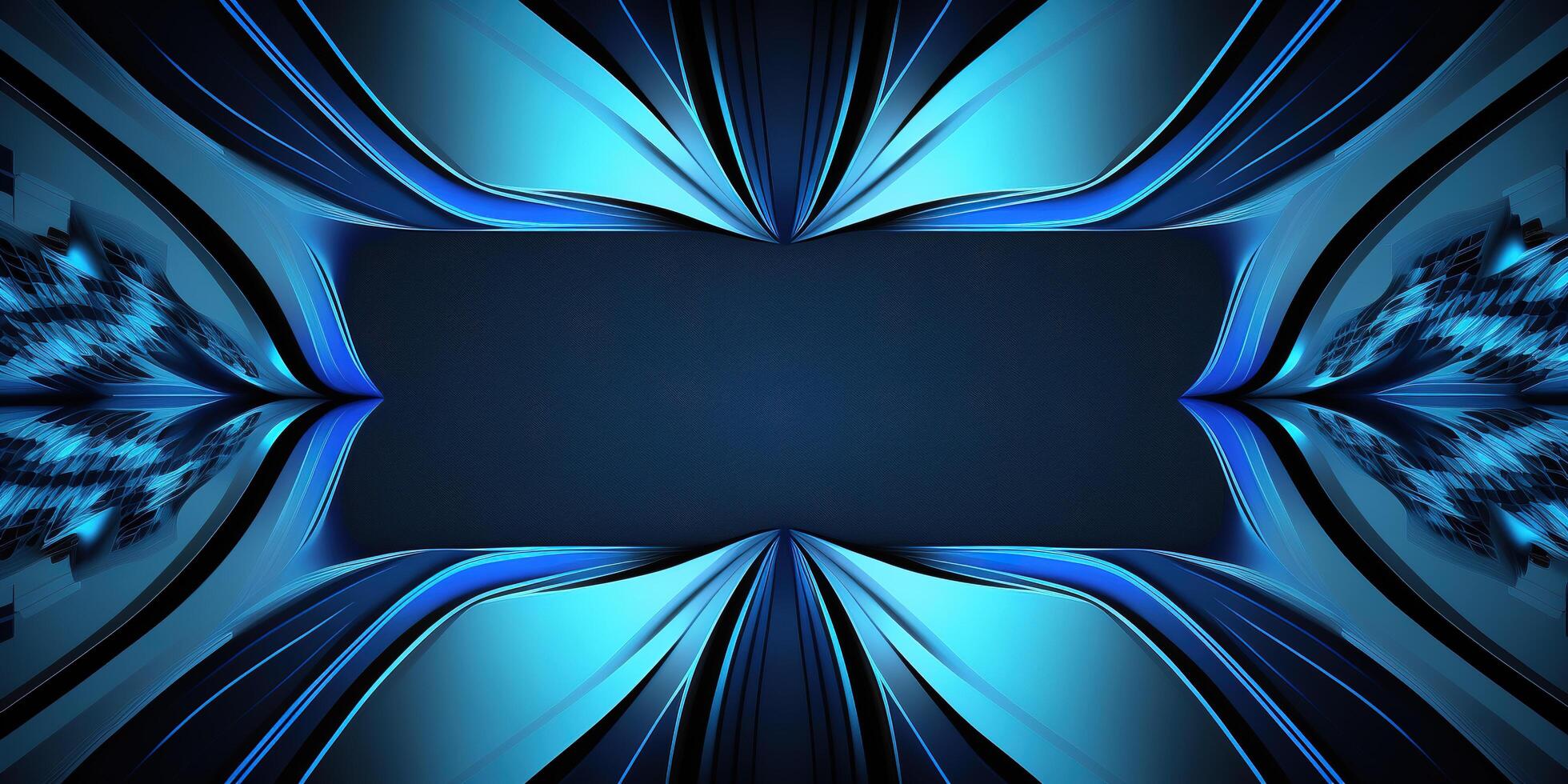 symmetrical blue tech abstract background with lines and shapes. photo