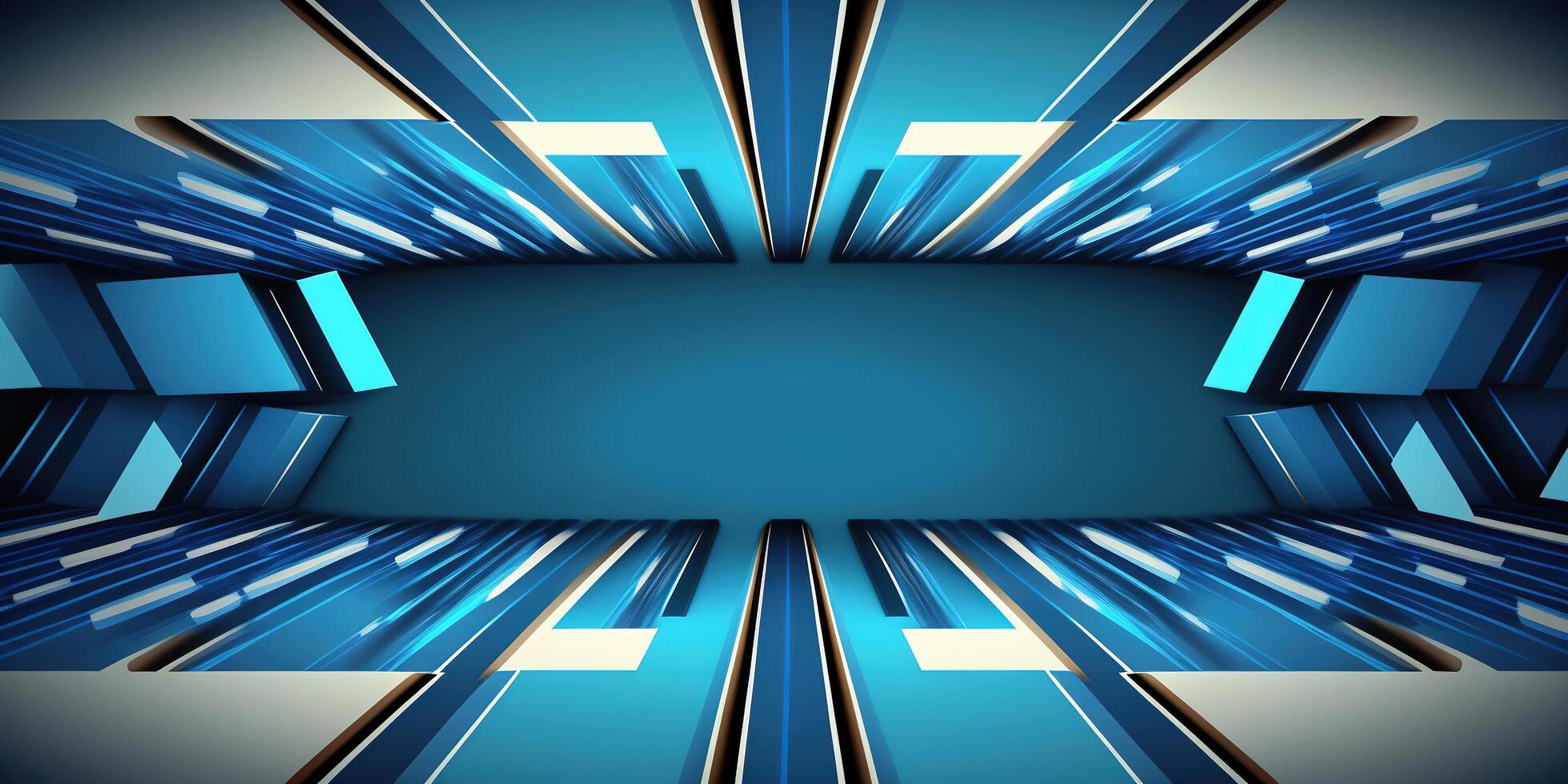 symmetrical blue tech abstract background with lines and shapes. photo