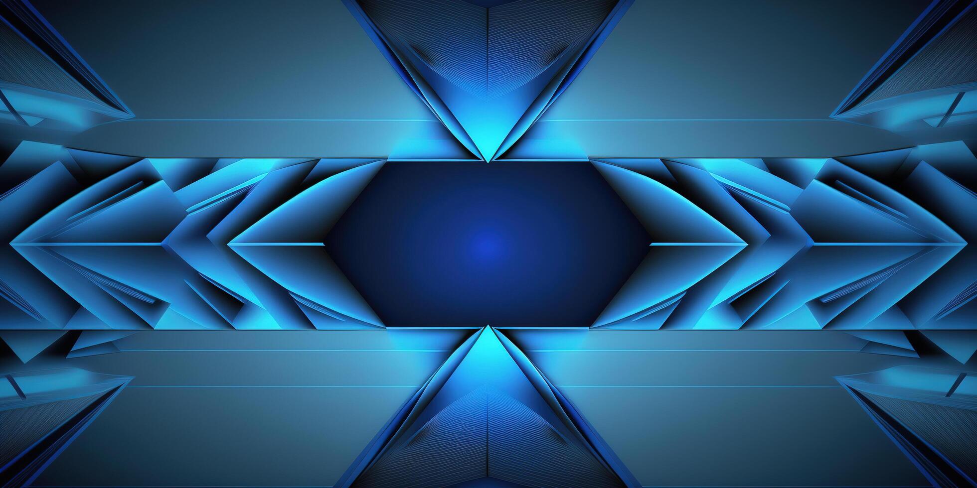 symmetrical blue tech abstract background with lines and shapes. photo