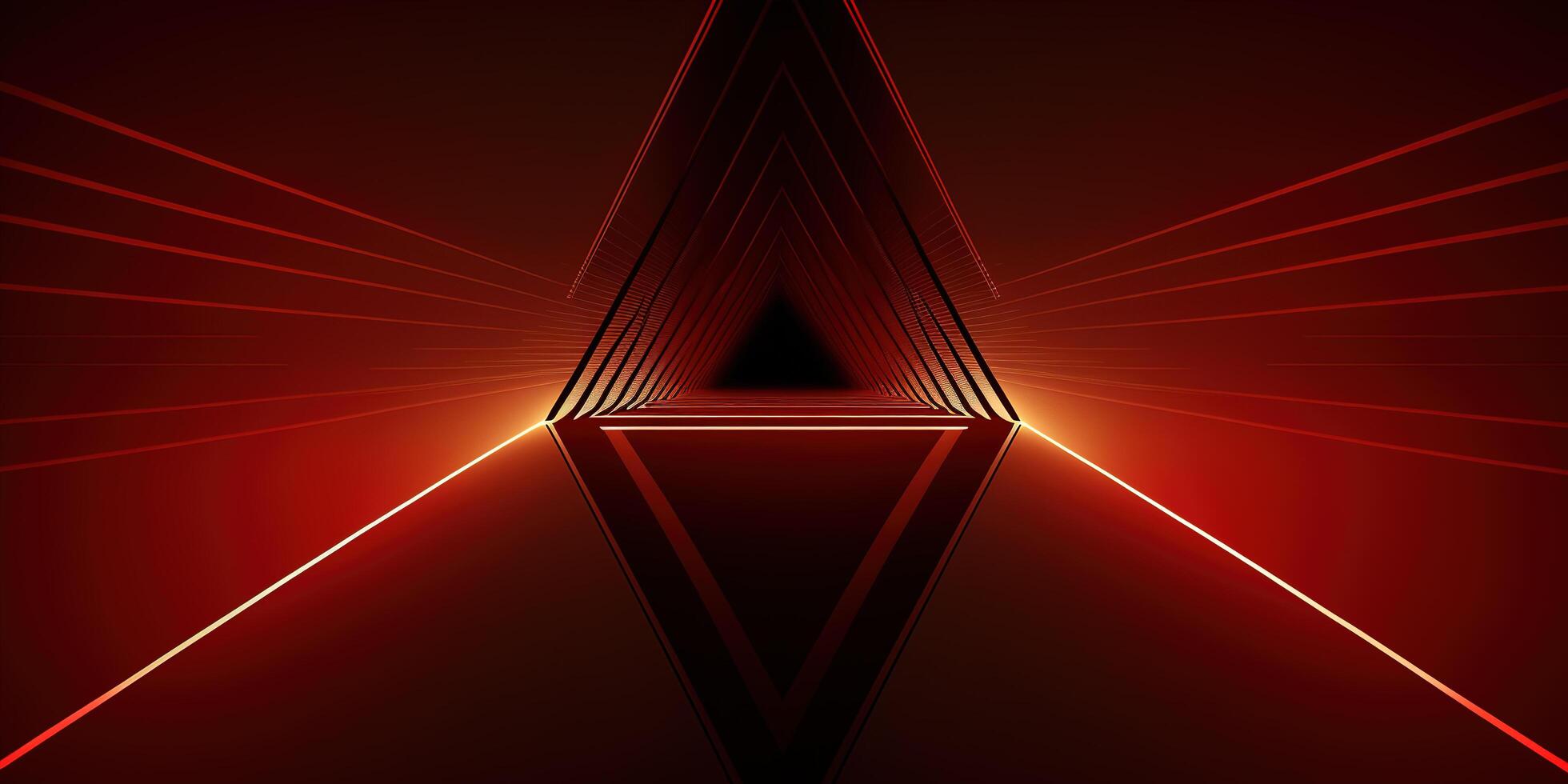symmetrical red neon light abstract background with lines and shapes. photo