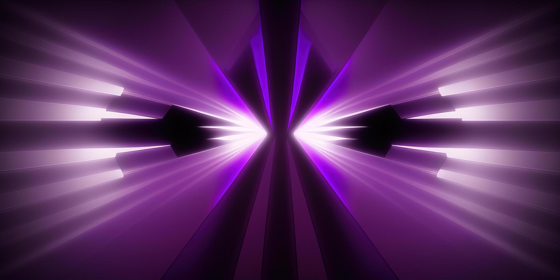 symmetrical purple tech neon light abstract background with lines and shapes. photo