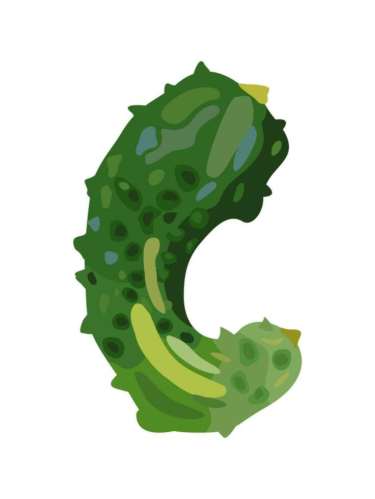 Ugly cucumber. Imperfect vegetable. Vector isolated illustration. Ugly food.