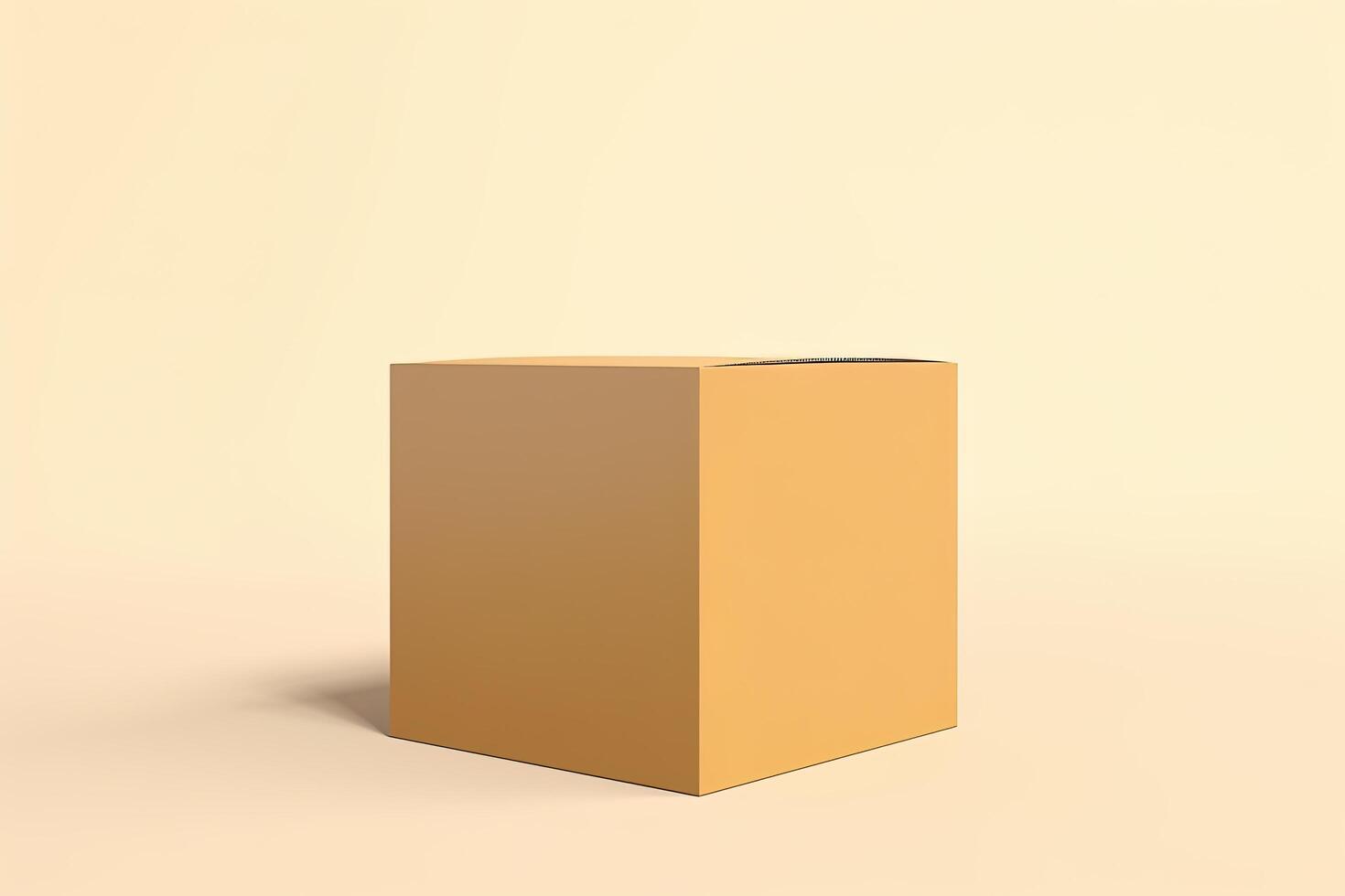 Cardboard box isolated on white and beige background. photo