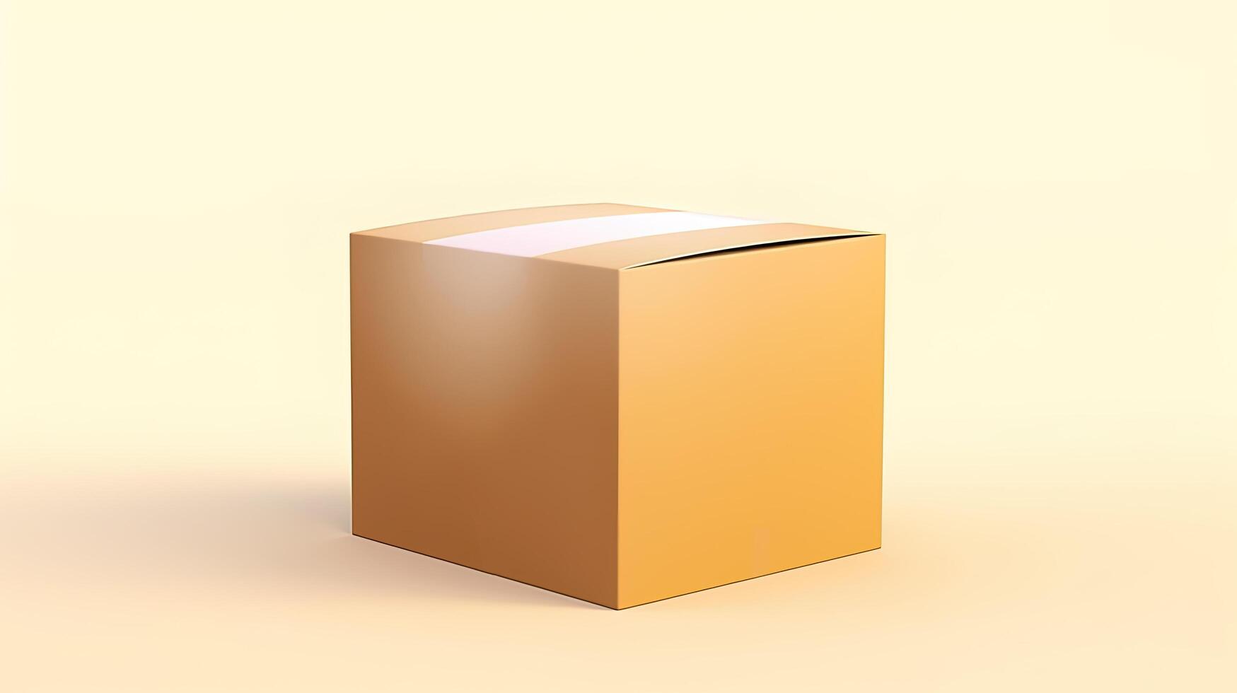 Cardboard box isolated on white and beige background. photo