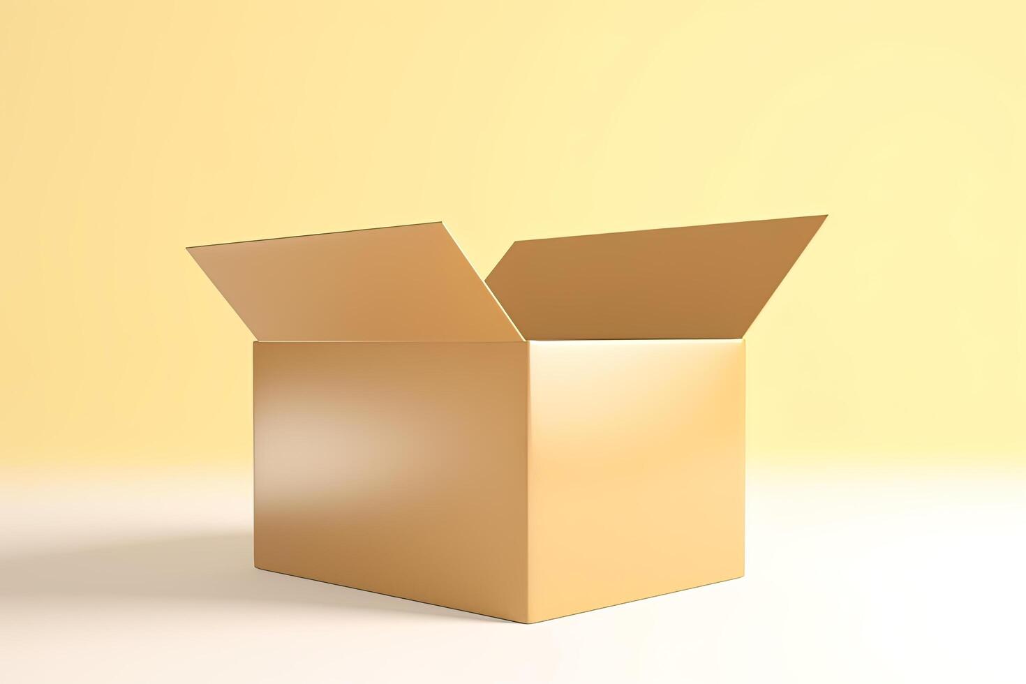 cartulina caja con abrió cubrir aislado en blanco y beige antecedentes. ai generado foto