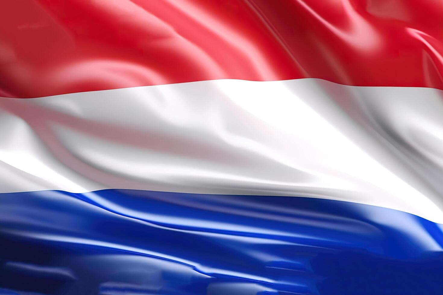 red, white and blue background, waving the national flag of Netherlands, waved a highly detailed close-up. photo