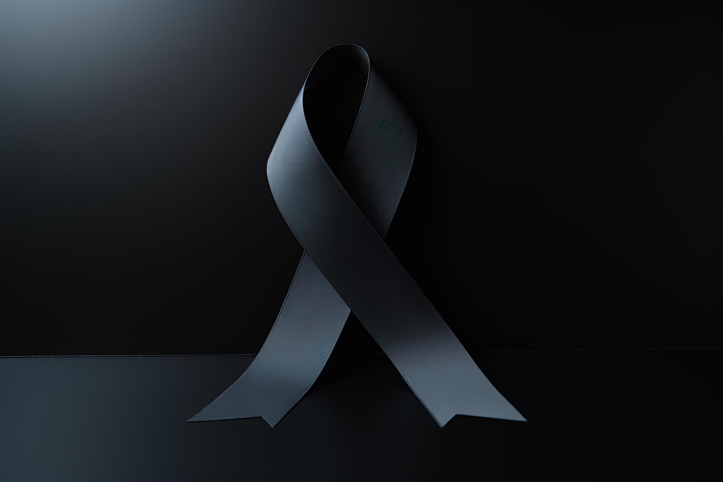 Black mourning ribbon with a dark background. AI Generated 23978336