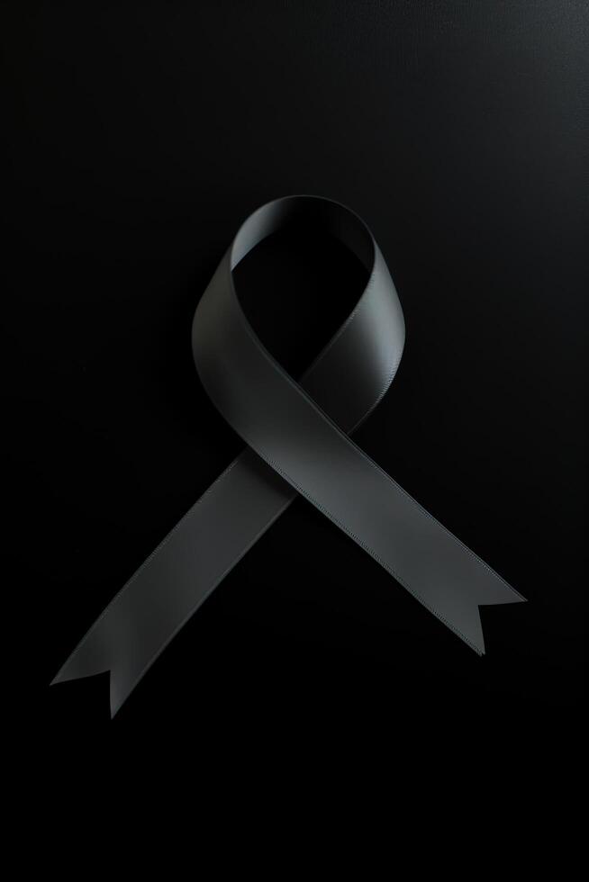 Black mourning ribbon with a dark background. photo