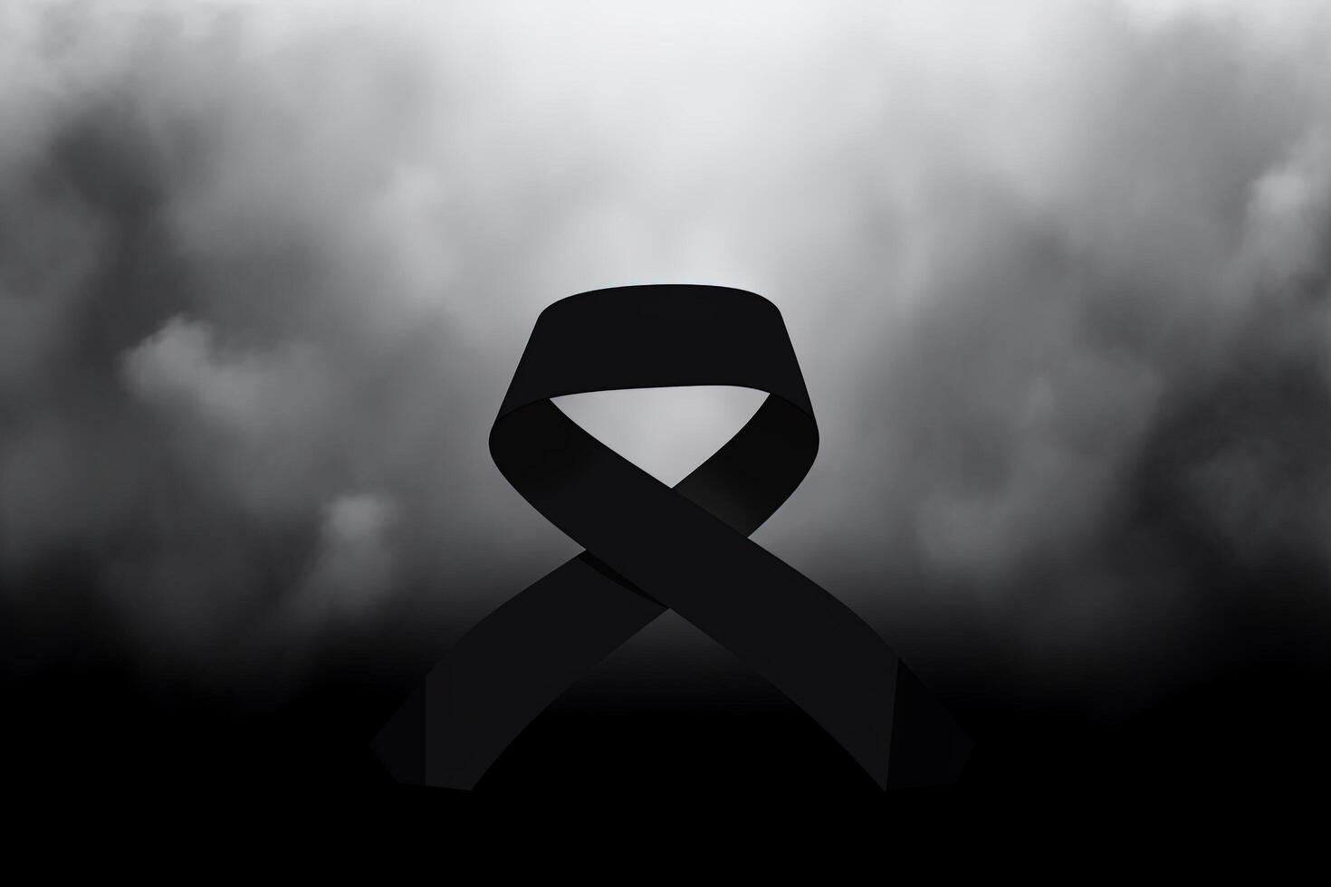 Black mourning ribbon with a dark smoke background. photo