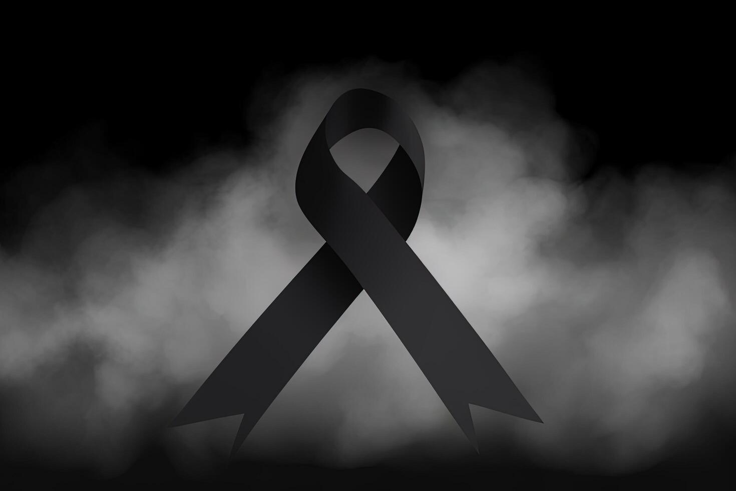 Black mourning ribbon with a dark smoke background. photo