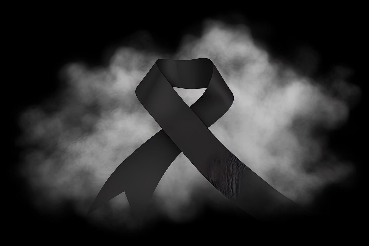 Black mourning ribbon with a dark smoke background. photo