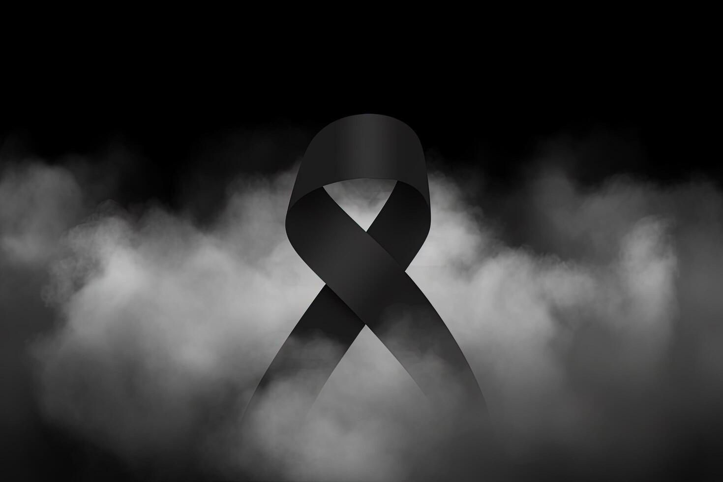 Black mourning ribbon with a dark smoke background. photo