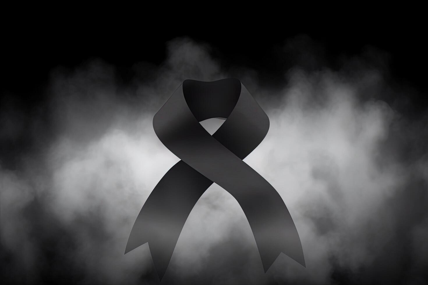 Black mourning ribbon with a dark smoke background. photo