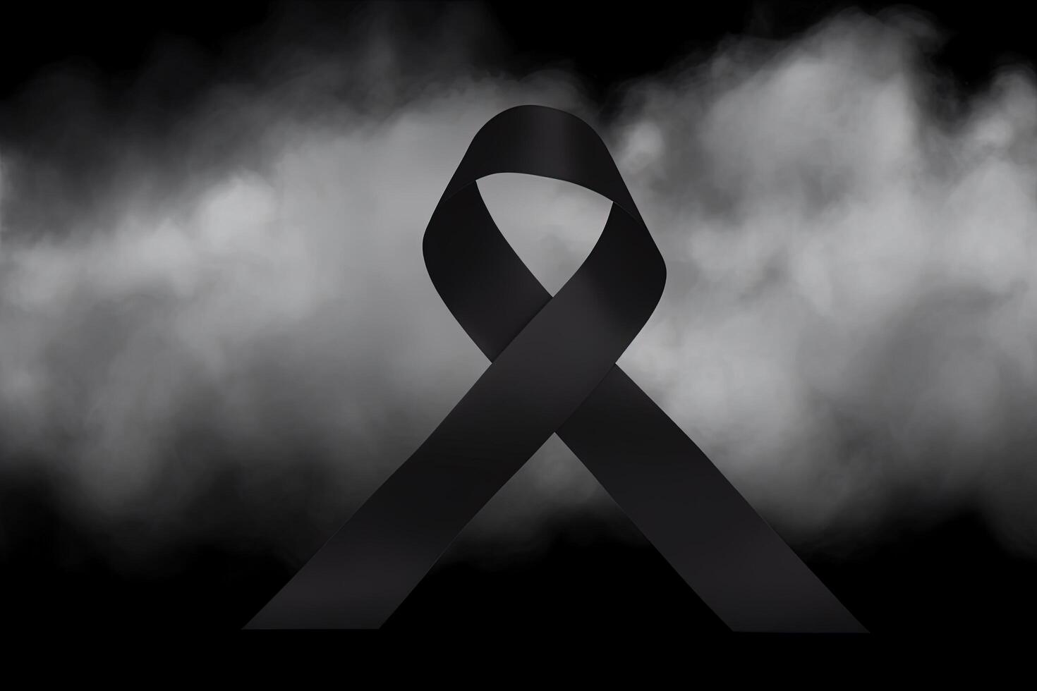 Black mourning ribbon with a dark smoke background. photo