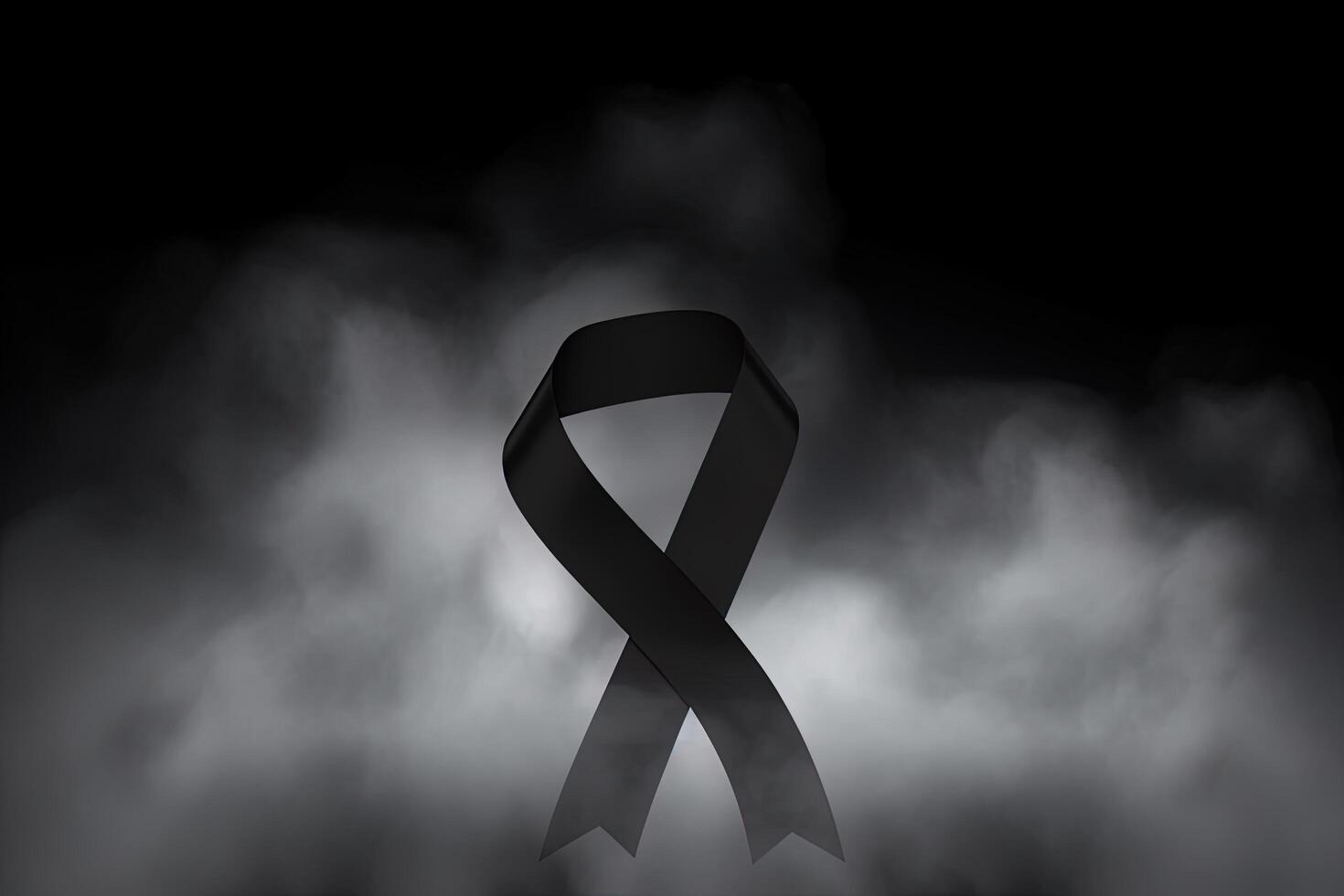 Black mourning ribbon with a dark smoke background. photo