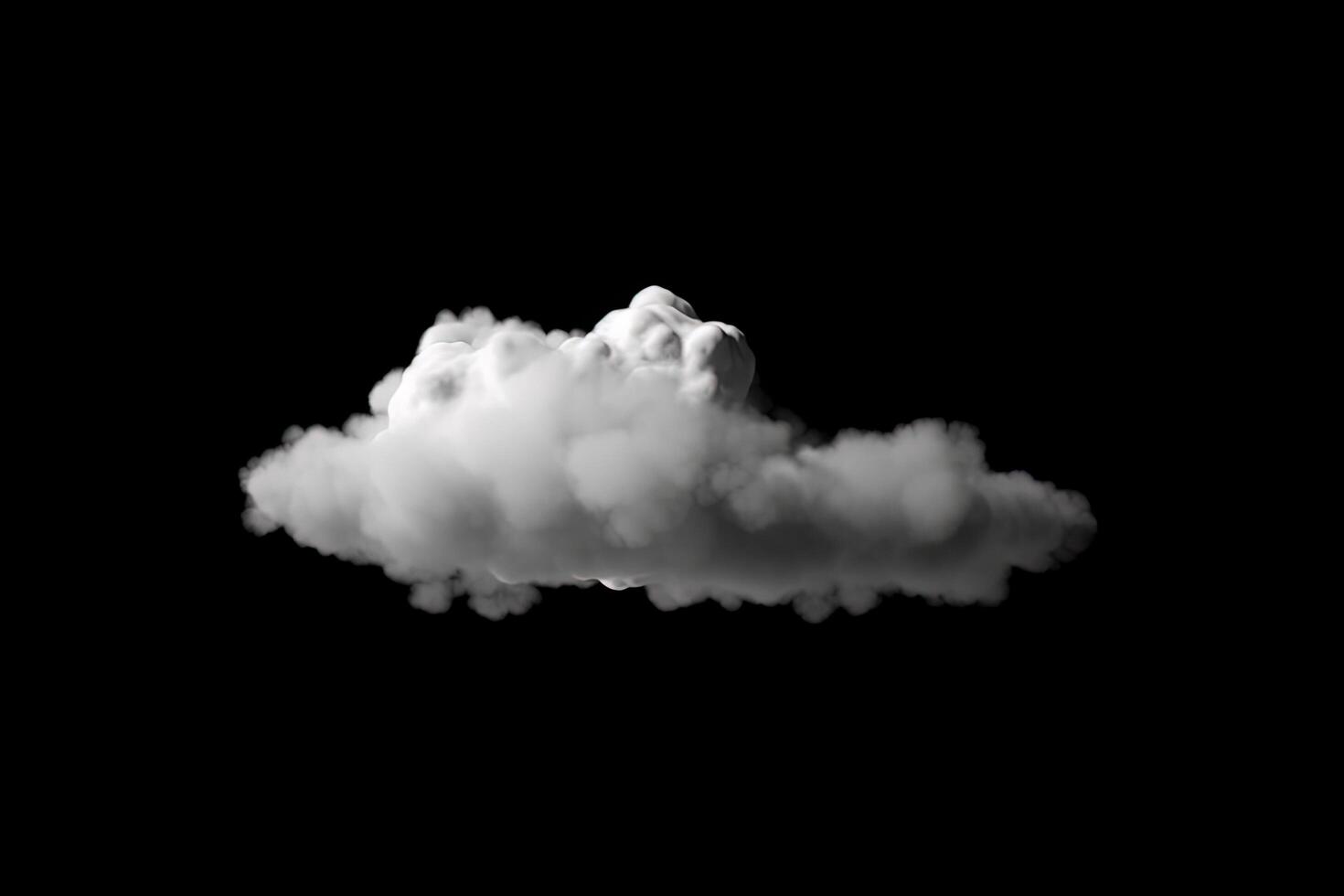 blanco nube aislado en negro antecedentes. ai generado foto