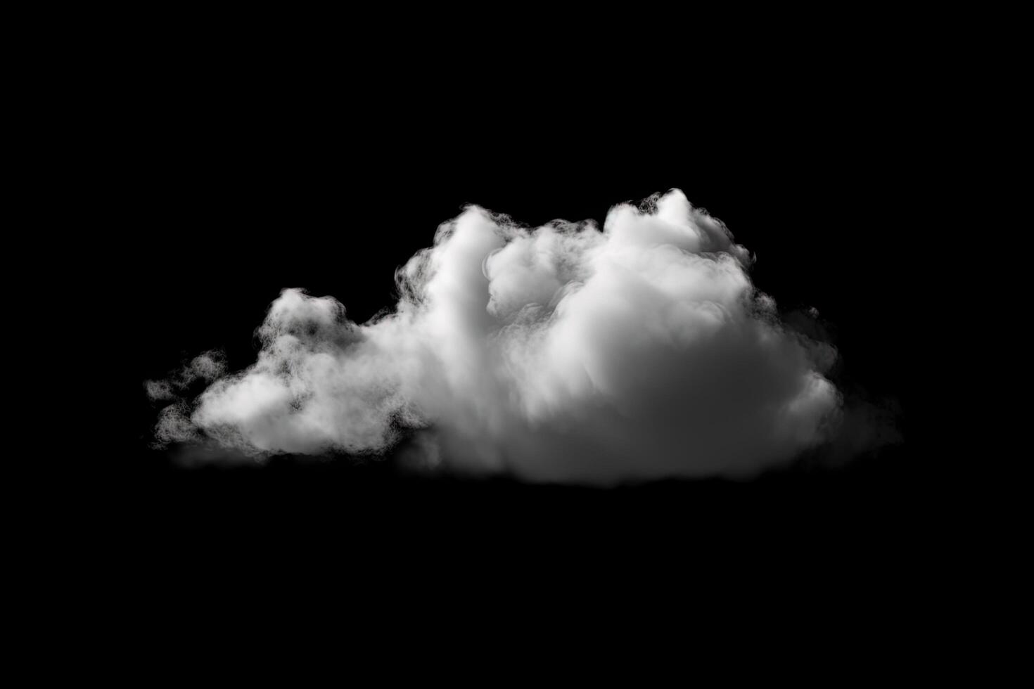 White cloud isolated on black background. photo