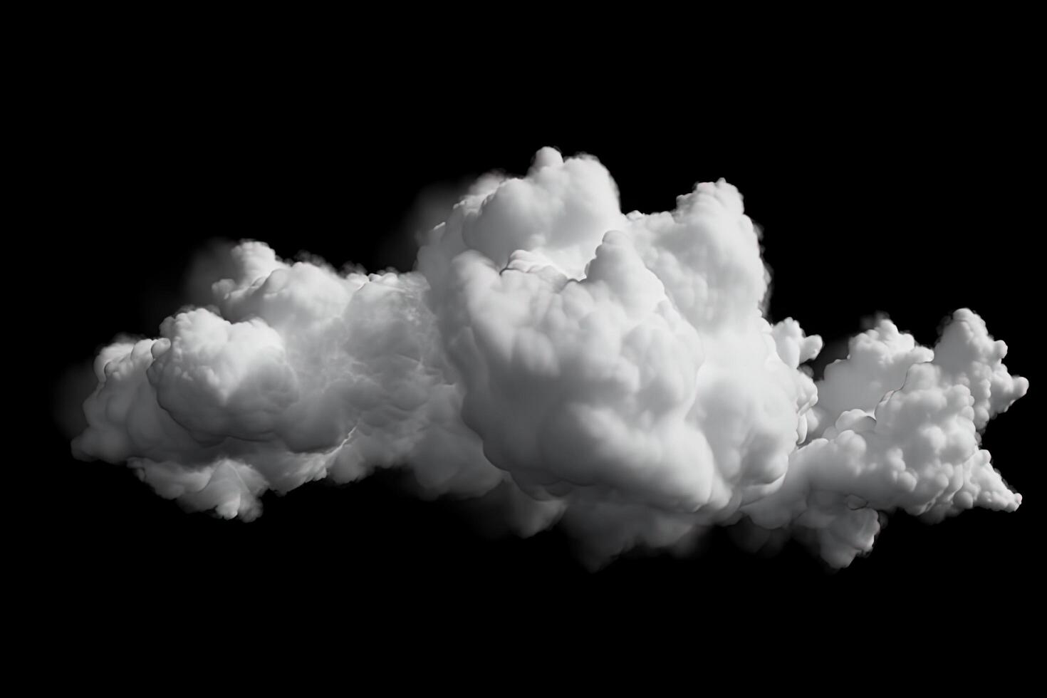 White cloud isolated on black background. photo