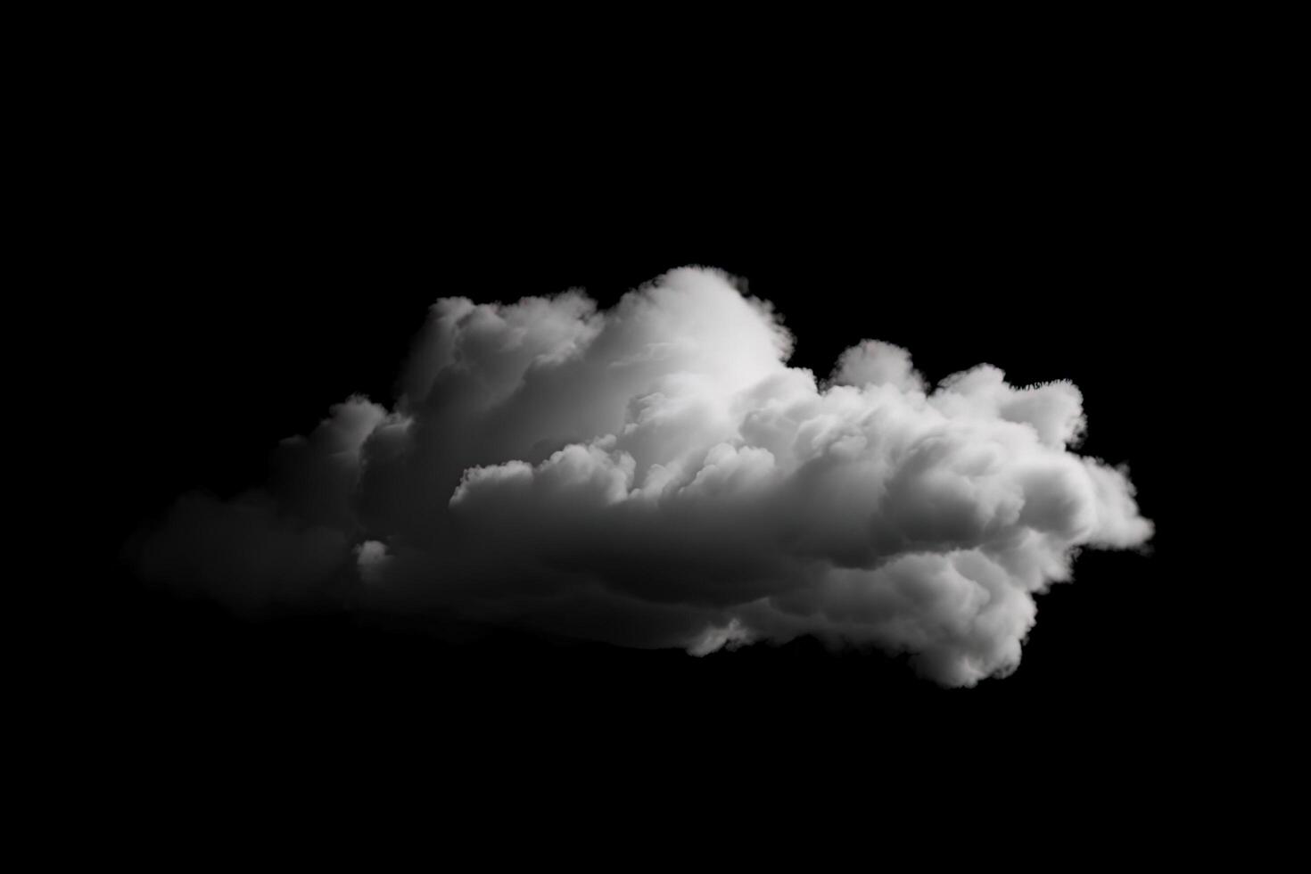 White cloud isolated on black background. photo