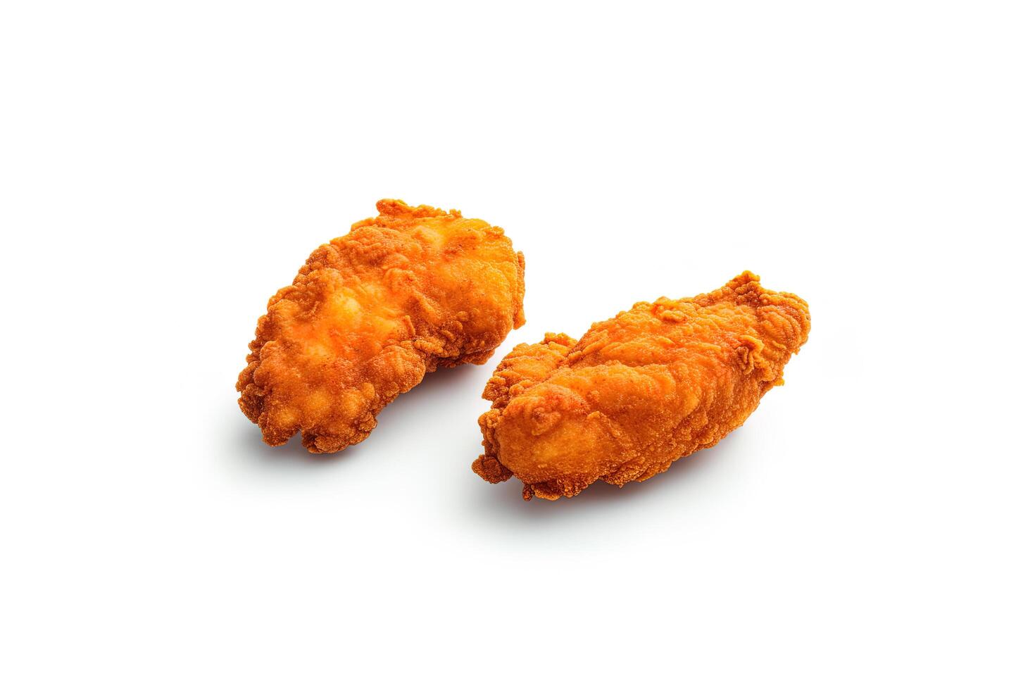 Crispy delicious fried chicken breast isolated on white background. photo