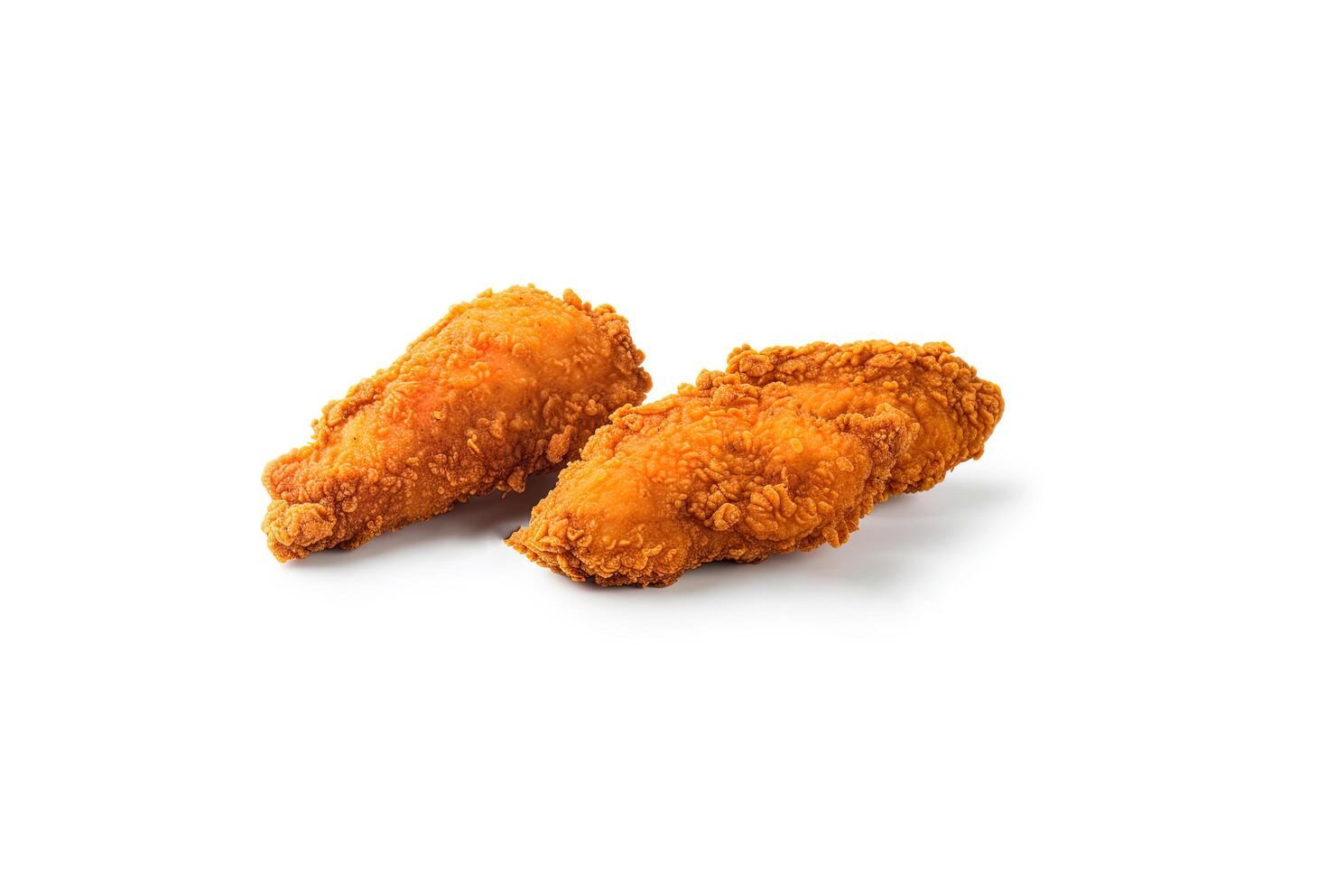 Crispy delicious fried chicken breast isolated on white background. photo