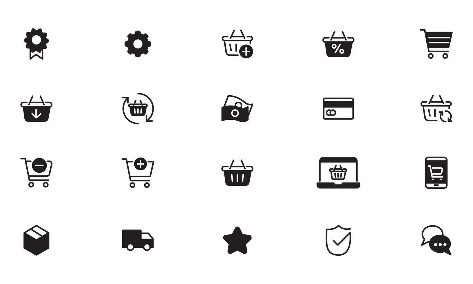 en línea compras solicitud interfaz relacionado icono colocar. glifo, sólido icono sitio web firmar vector