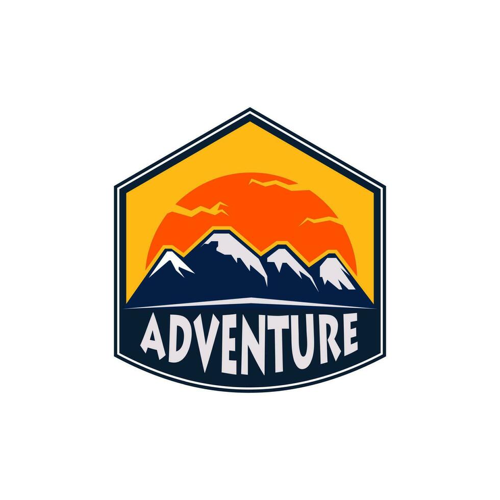 mountain travel emblems. Camping outdoor adventure emblems, badges and logo patches. Mountain tourism, hiking. Forest camp labels in vintage style vector