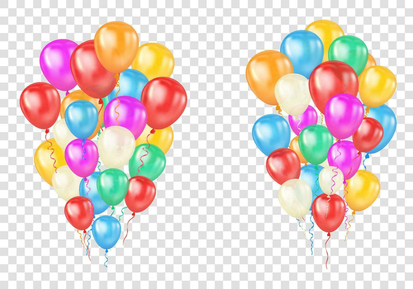 Two groups of Colorful Glossy Balloons. Party and Celebration Concept Vector Illustration.