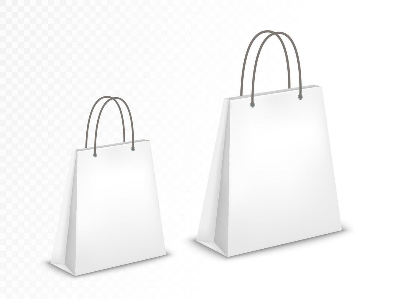 White shopping bags isolated. Emty paper package vector illustration.