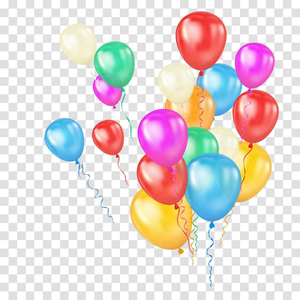Colorful Glossy Balloons. Party and Celebration Concept Vector Illustration.
