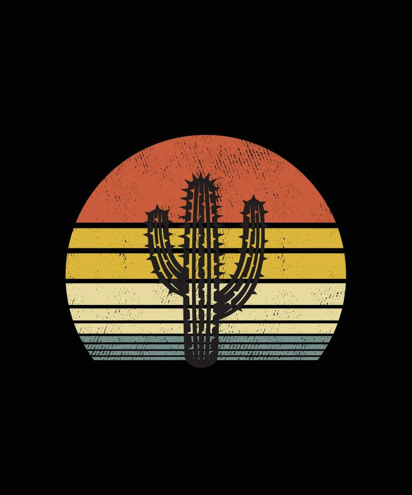 retro Clásico estilo cactus camiseta diseño vector