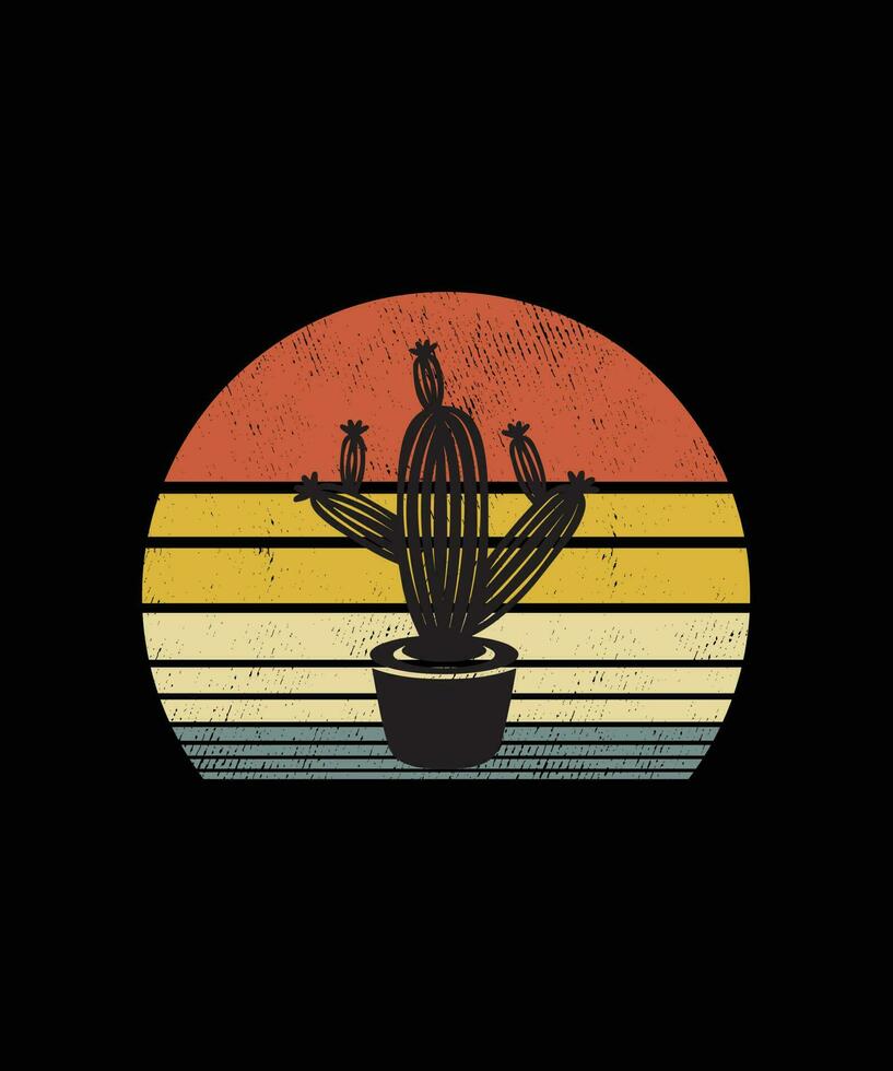 Retro vintage Style Cactus T-shirt Design vector