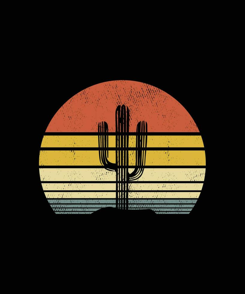 Retro vintage Style Cactus T-shirt Design vector