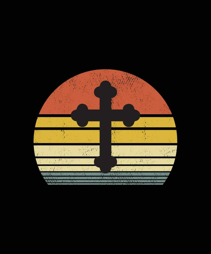 Retro vintage Style Jesus Cross T-shirt Design vector