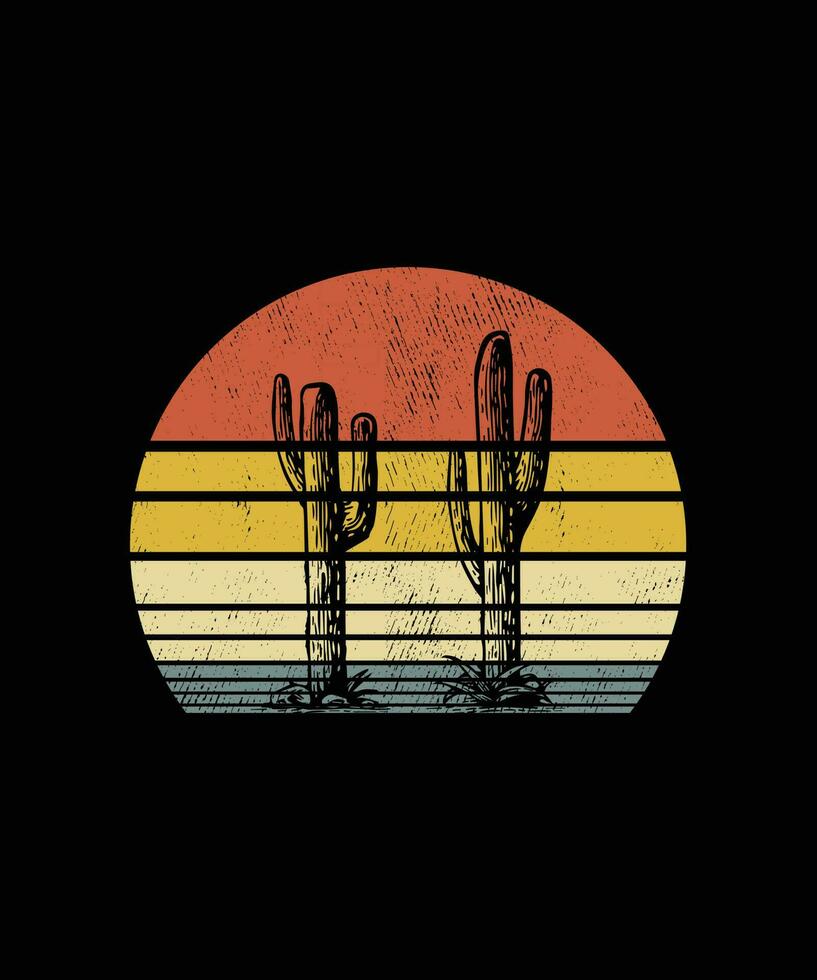 Retro vintage Style Cactus T-shirt Design vector