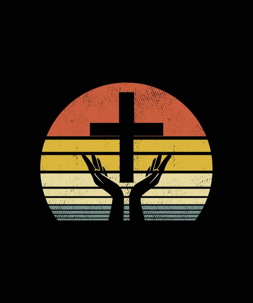 Retro vintage Style Jesus Cross T-shirt Design vector