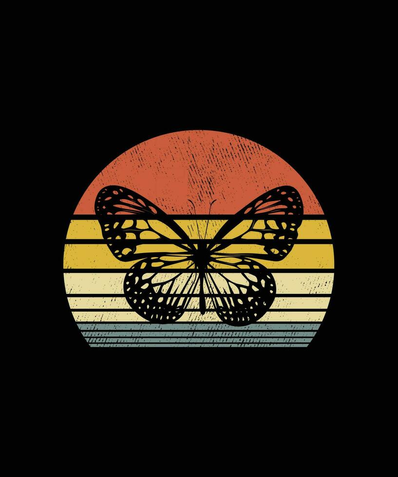 Retro vintage Style Butterfly T-shirt Design vector