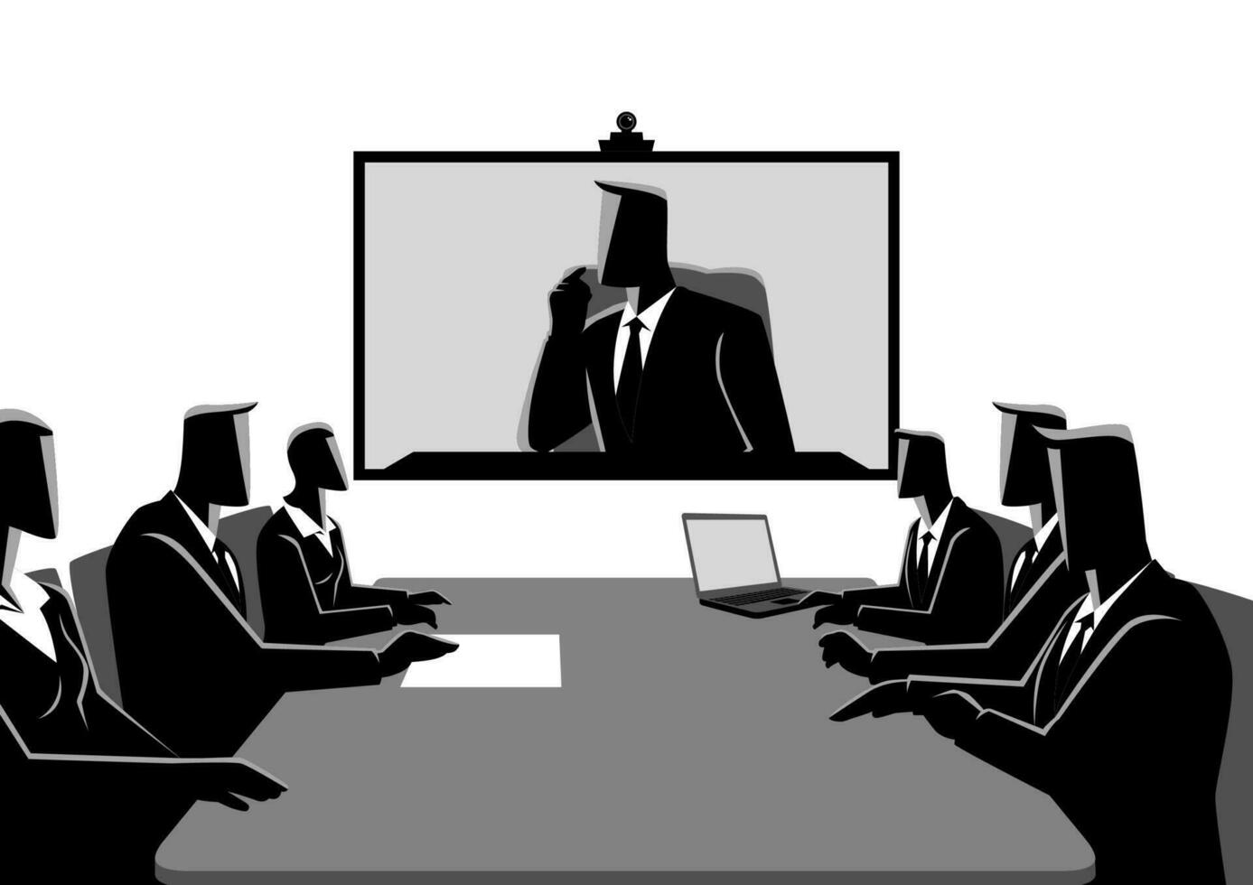 Business men and women having teleconference meeting vector