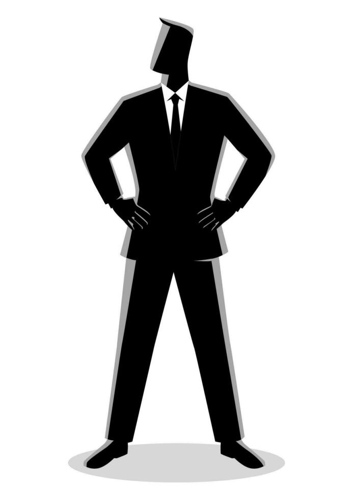 Businessman standing with both hand around waist vector